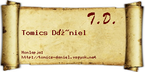 Tomics Dániel névjegykártya